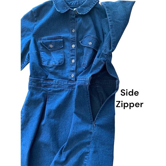 Old Navy Womens Blue Denim Shirt Long Sleeve Dress Size 10 Petite - Picture 9 of 13